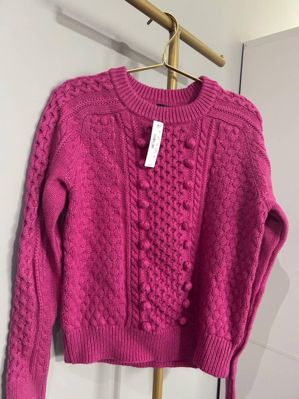 J. Crew Pink Cable Knit Crewneck Sweater - Picture 3 of 6
